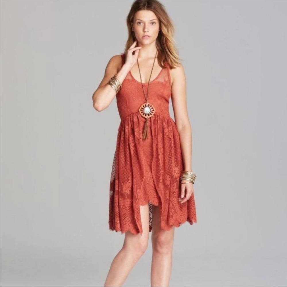 Free People Kristal Lace Salinas Foil Print Dress